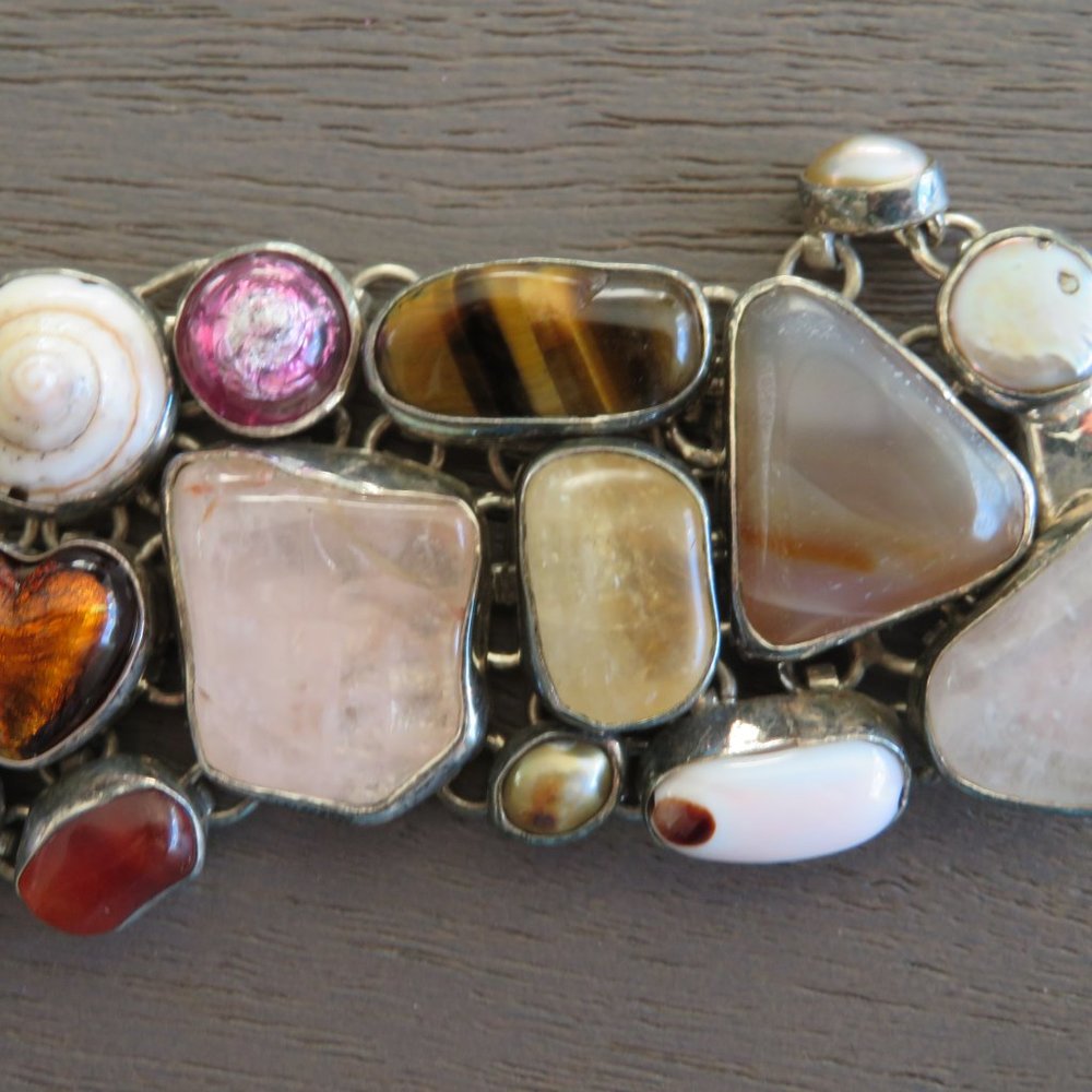 Silver Multi Stone Statement Bracelet - image 5
